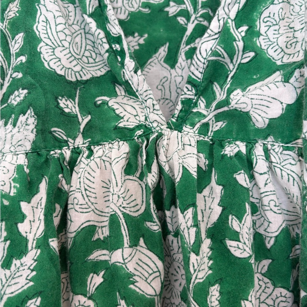 Mille Daisy Dress Size Medium Green Zinnia Print Tassels - Picture 6 of 12